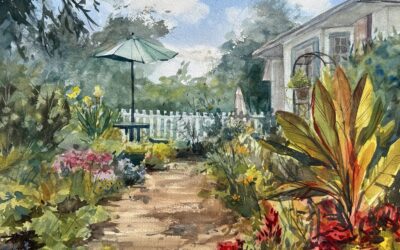 Kathy Morrison – “Vibrant Staycation” watercolor 11×14 on paper